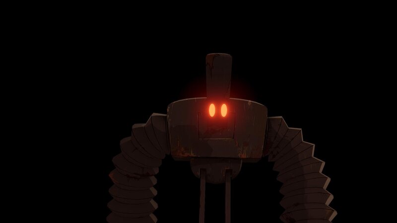 Robot with Glowing Eyes — Black, Ominous