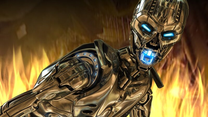 Robot with Glowing Eyes — Gold