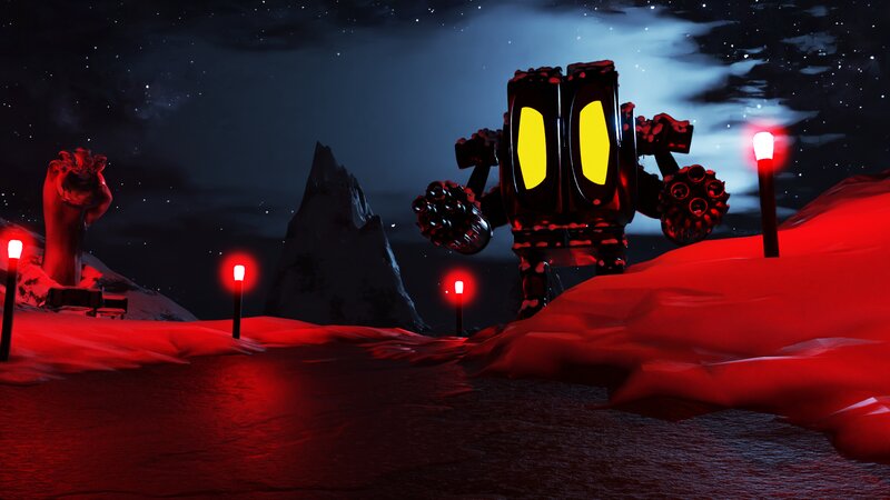 Robot with Glowing Eyes — Red