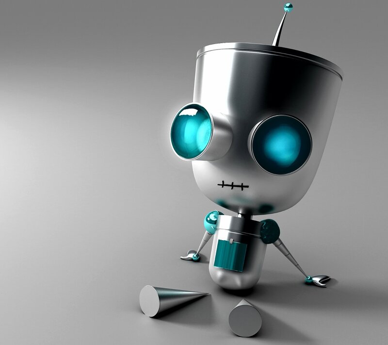 Robot with Glowing Eyes — Silver