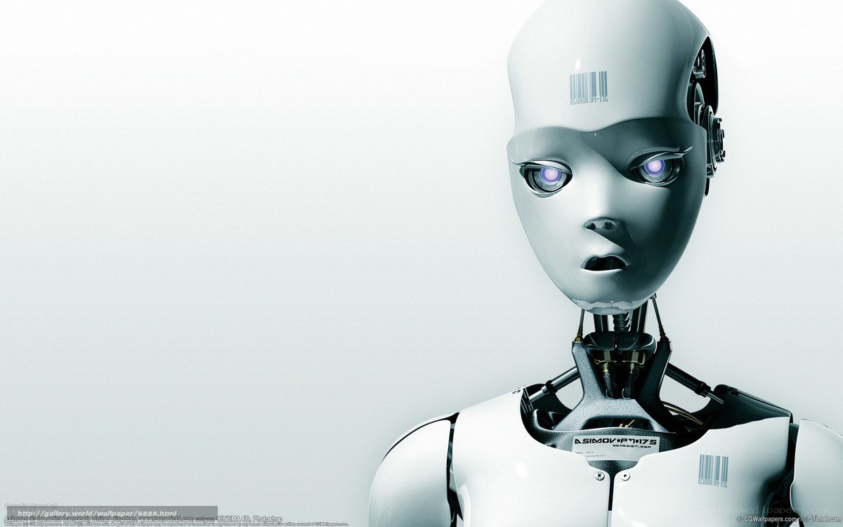 robot with glowing eyes