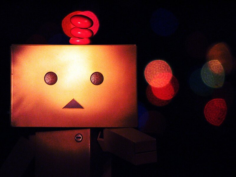 robot with glowing face