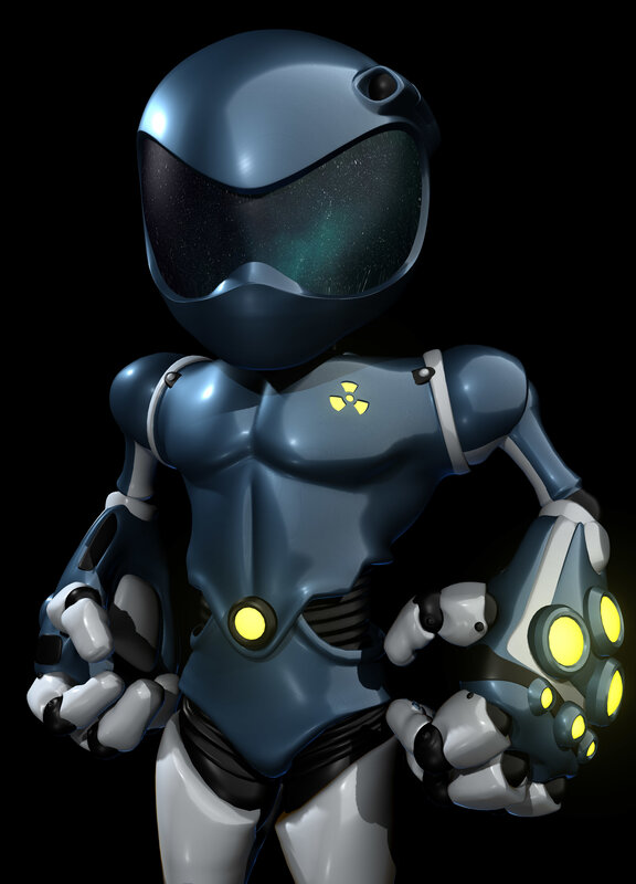 robot with glowing hands