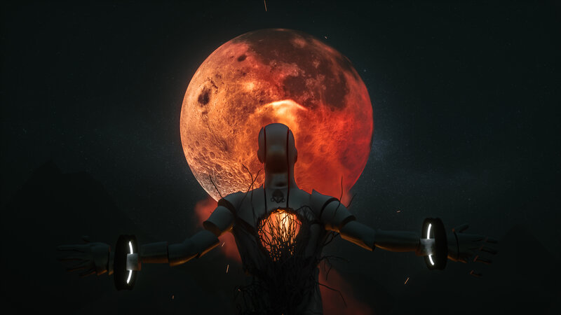 Robot with Glowing Heart — Red