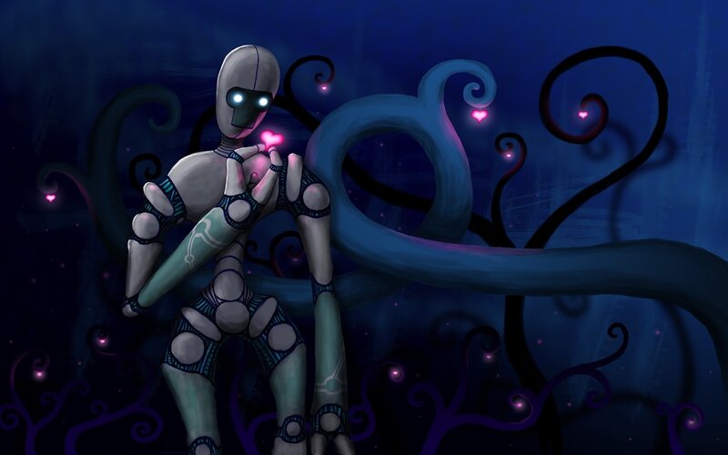 robot with glowing heart