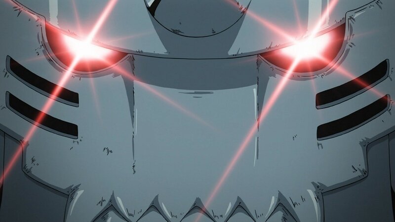 robot with glowing red eyes