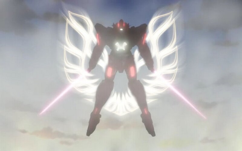 robot with glowing wings