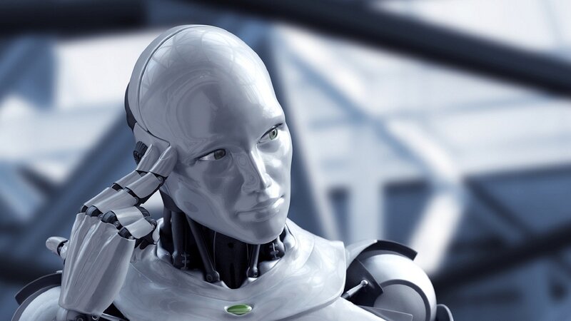 Robot with Green Eyes — White