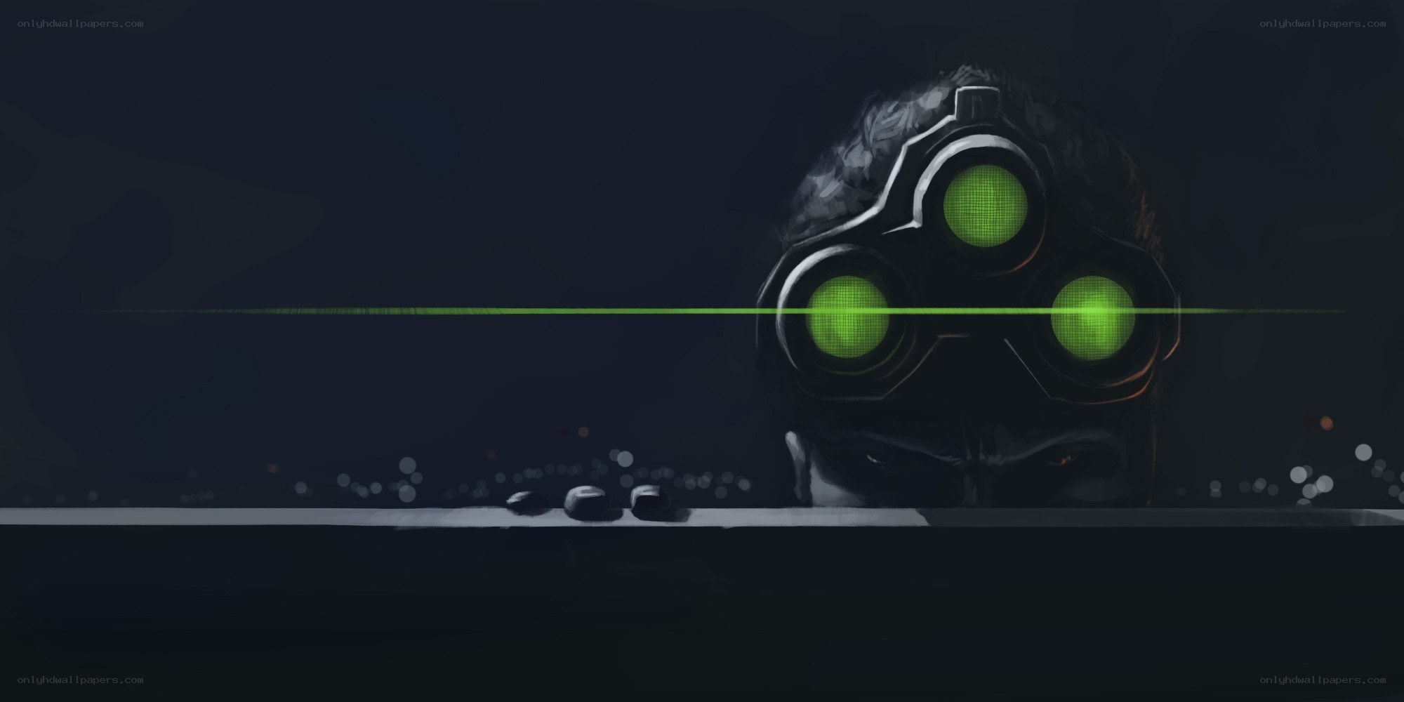 robot with green eyes