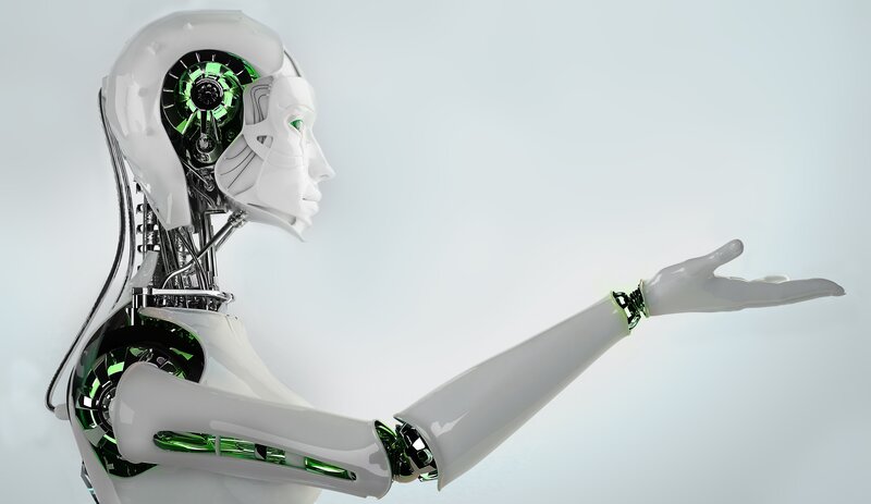 Robot with Green Lights — White