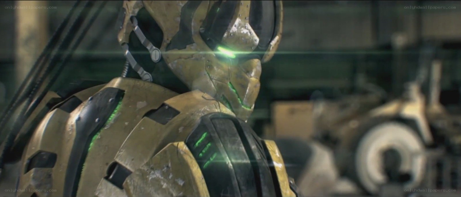 robot with green lights