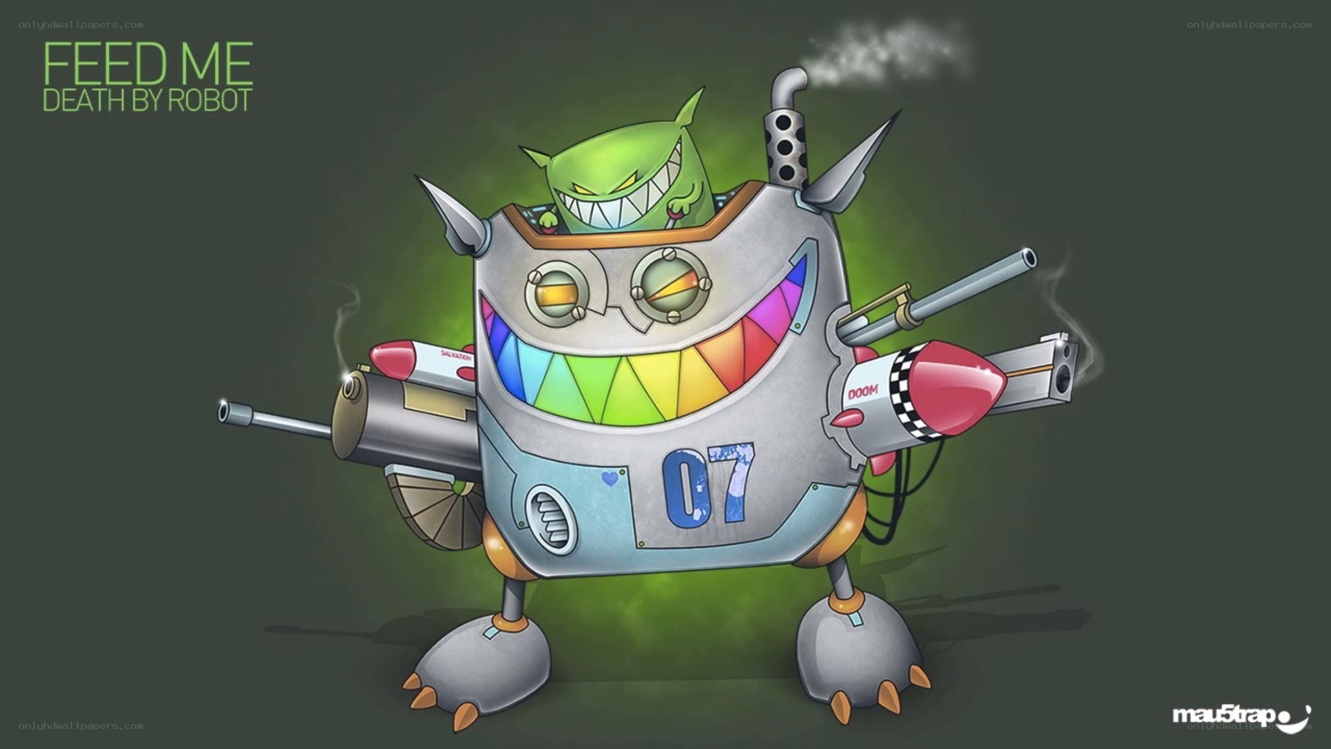 robot with green monster