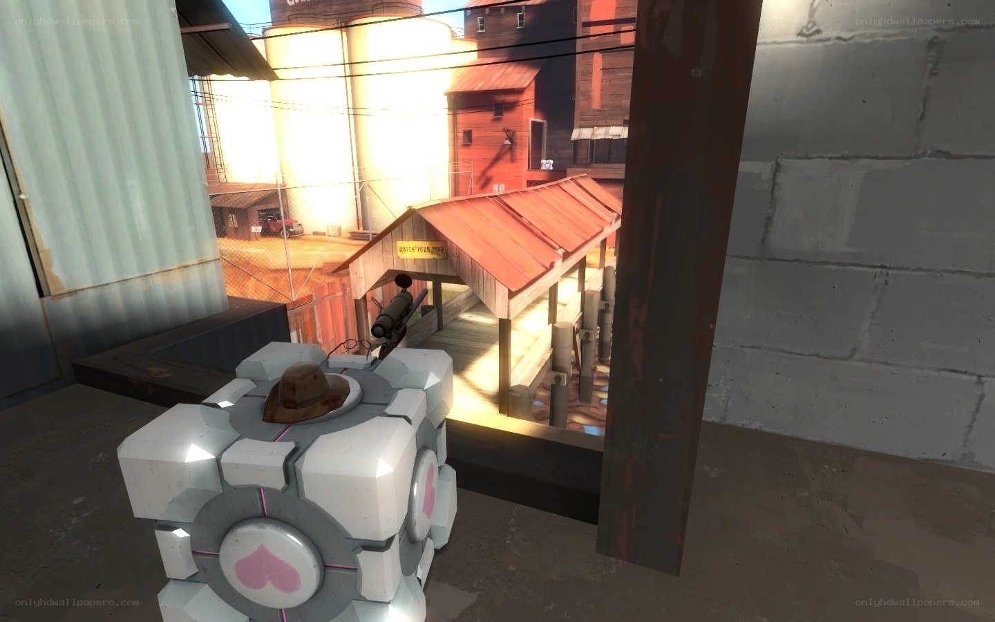 robot with hat in industrial area