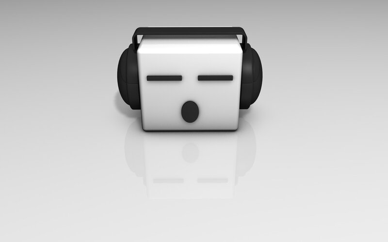 robot with headphones