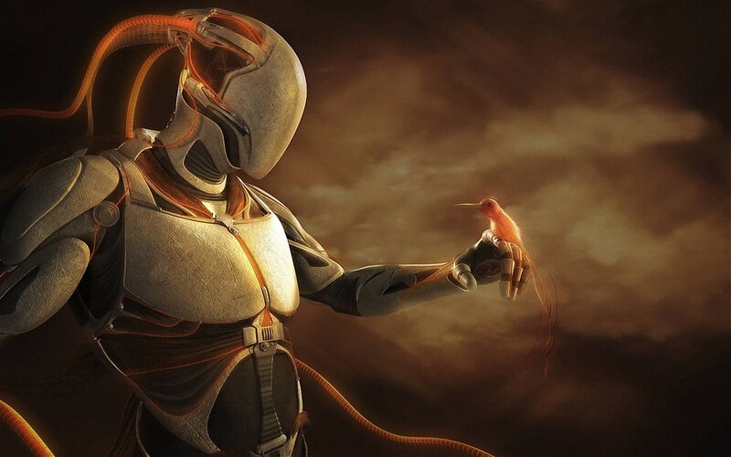 Robot with Hummingbird — Brown