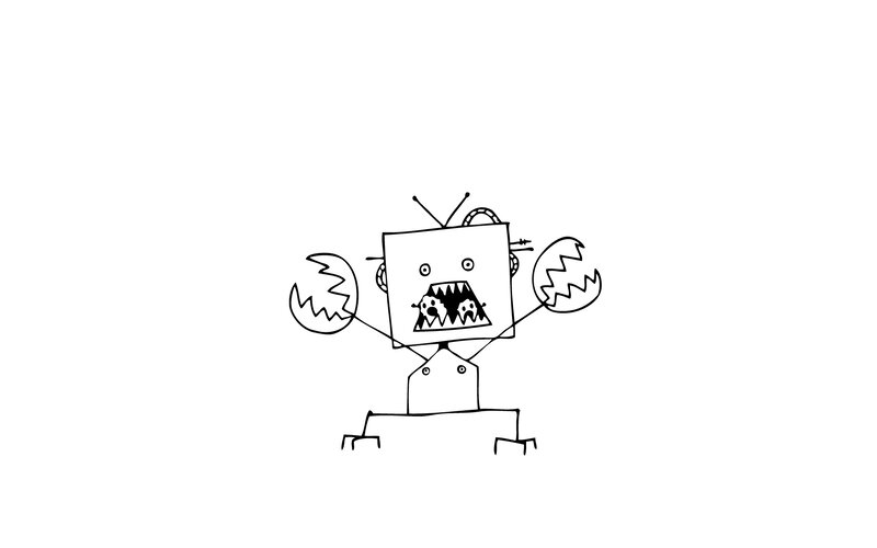 Robot with Jagged Claws