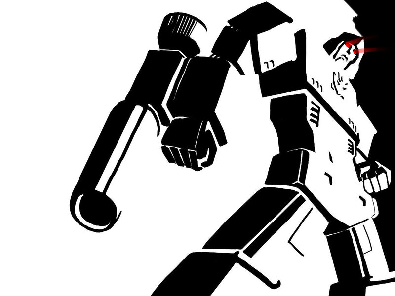 robot with laser weapon