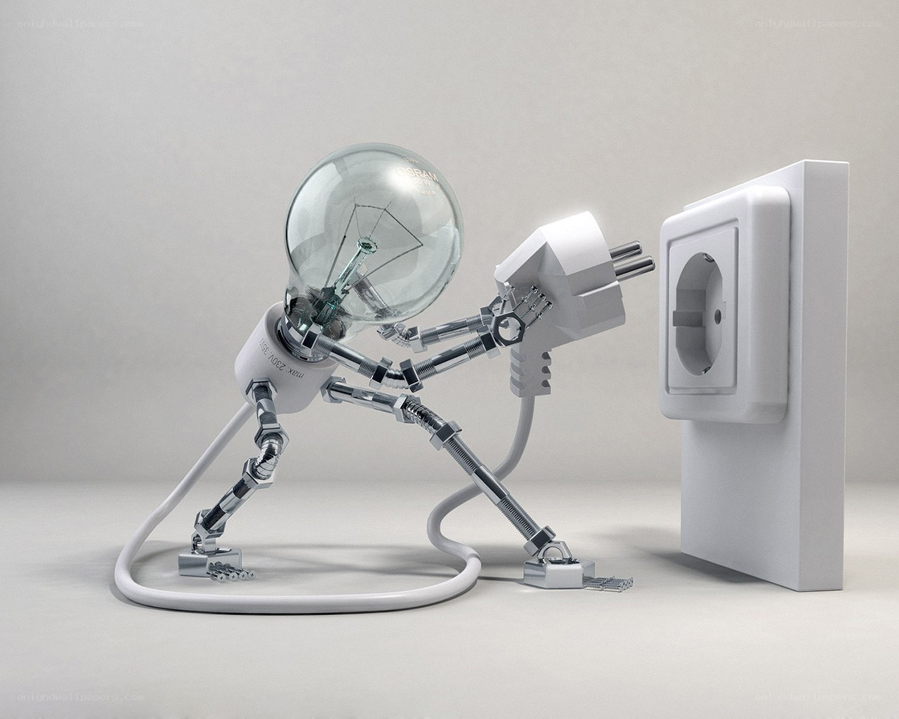 robot with light bulb head