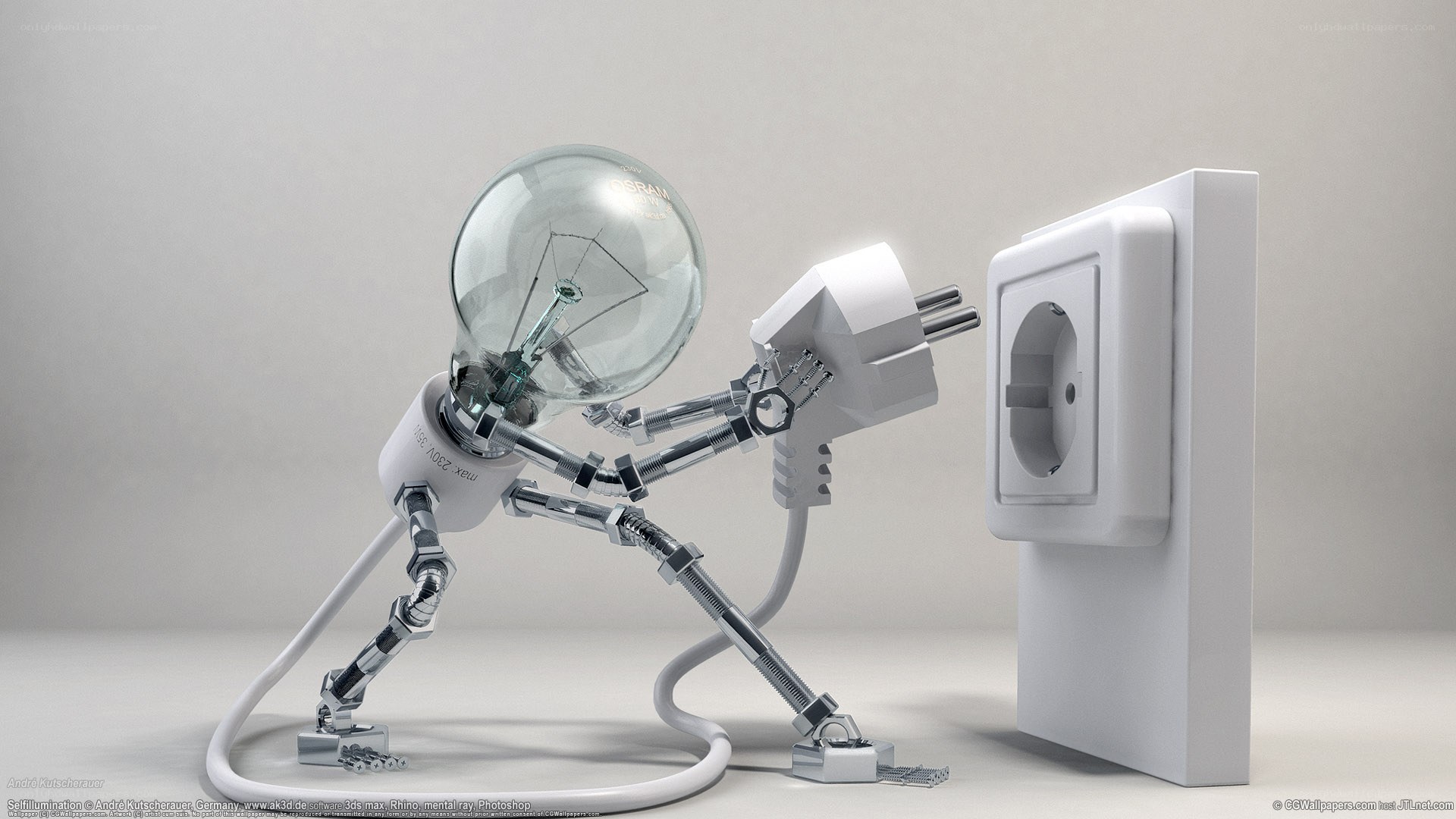 robot with light bulb head