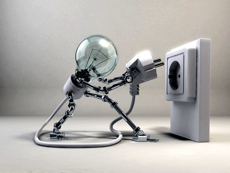 Robot with Light Bulb Head — Gray