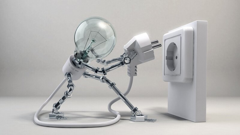 Robot with Light Bulb Head — Socket