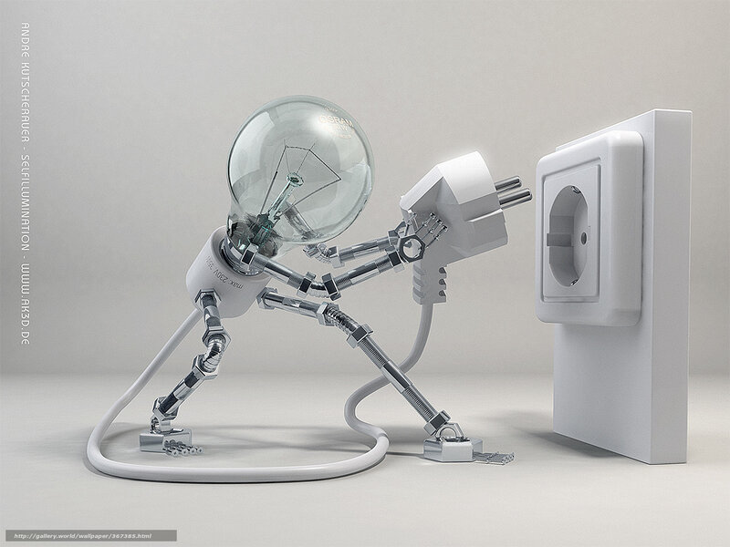 robot with light bulb head