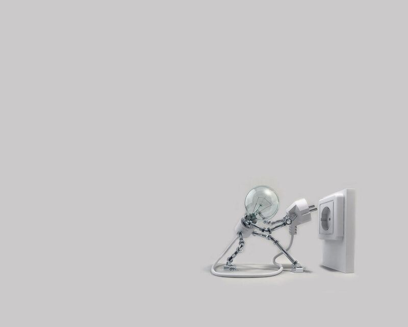 Robot with Light Bulb Head — White