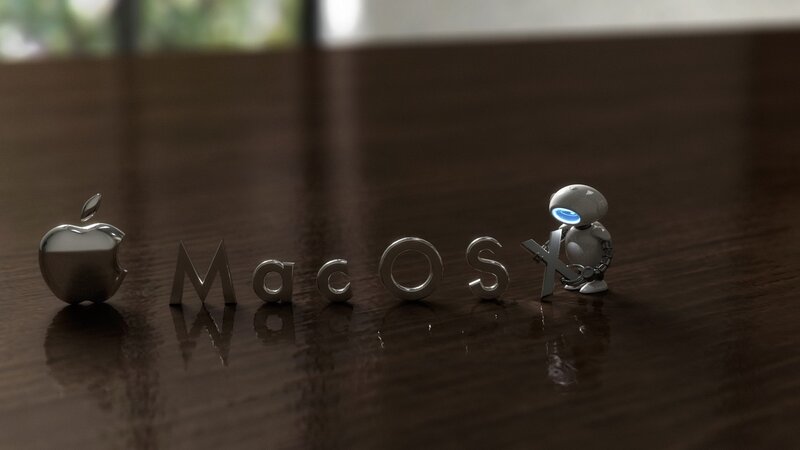 Robot with Macos Text — Brown