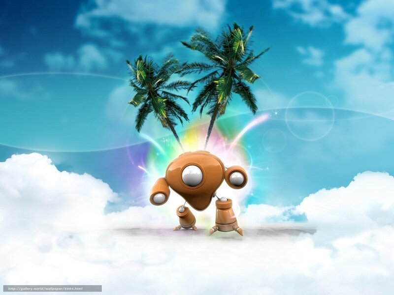 robot with palm trees