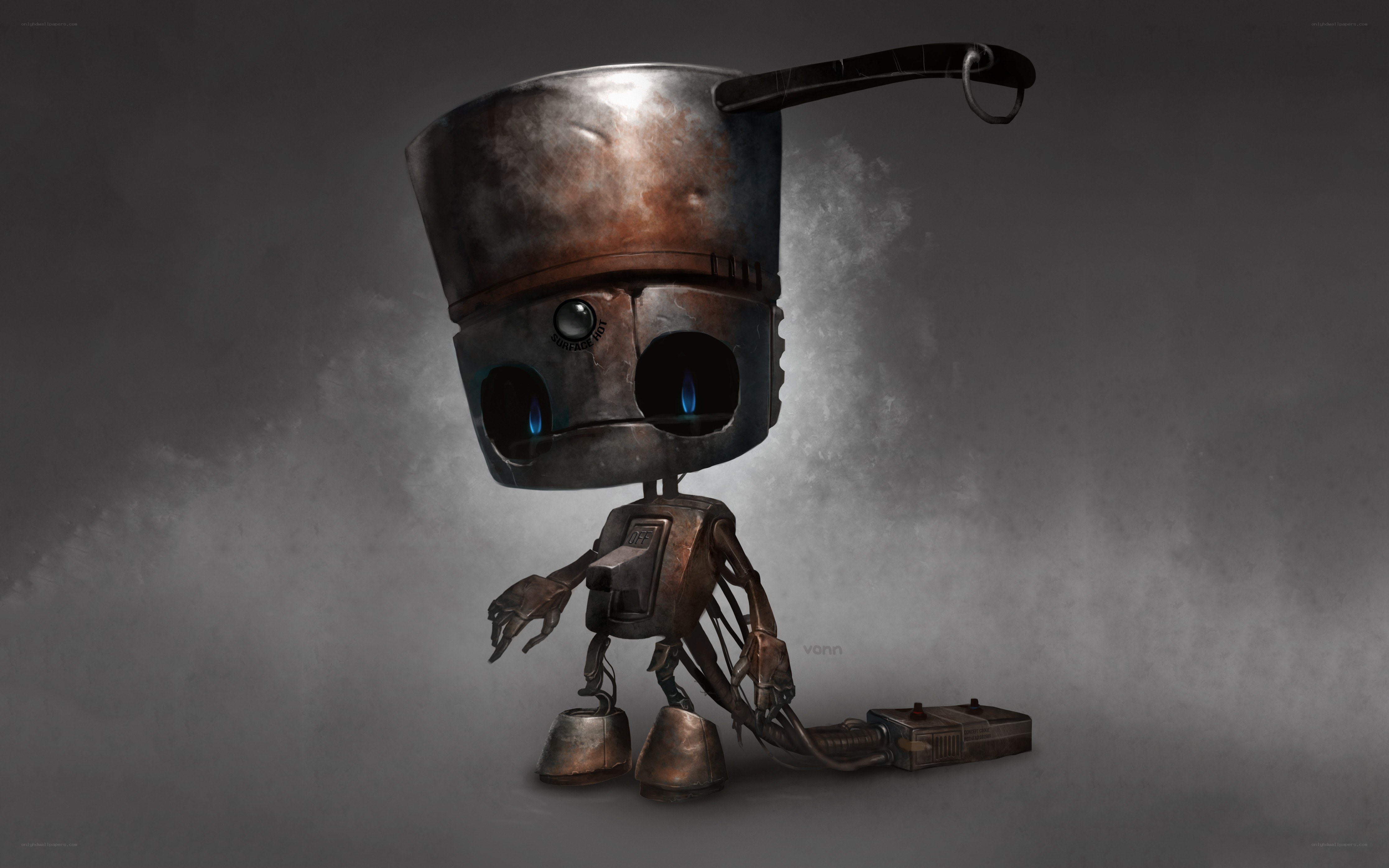 robot with pot head