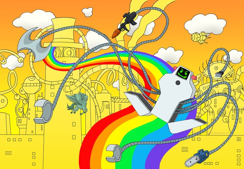 Robot with Rainbow Trail