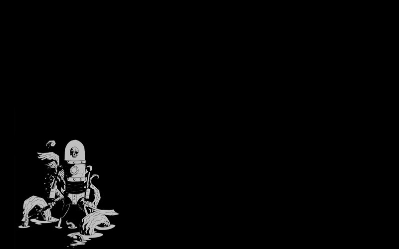 robot with skull helmet