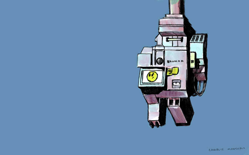 robot with smiley face