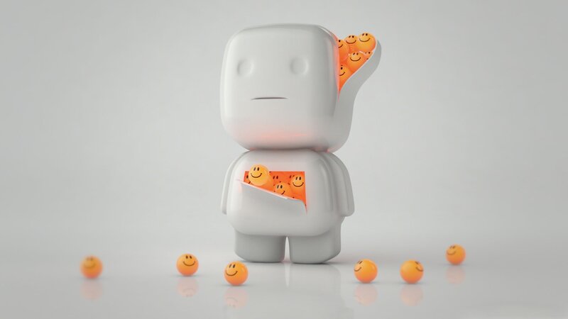robot with smiley faces
