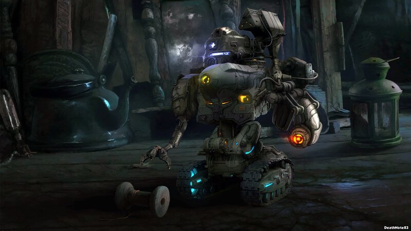 Robot with Tank Treads — Gray
