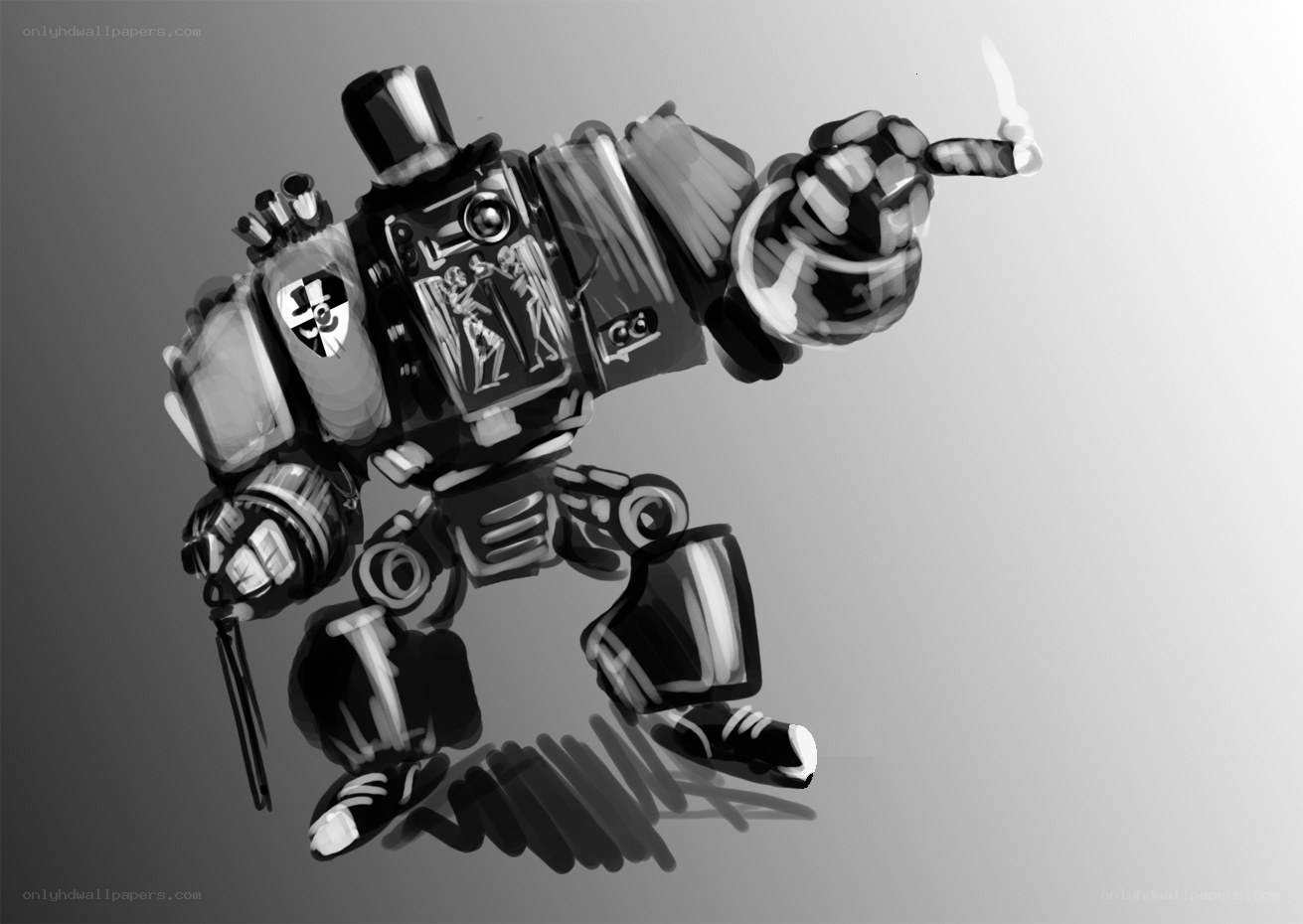 robot with top hat and cigar