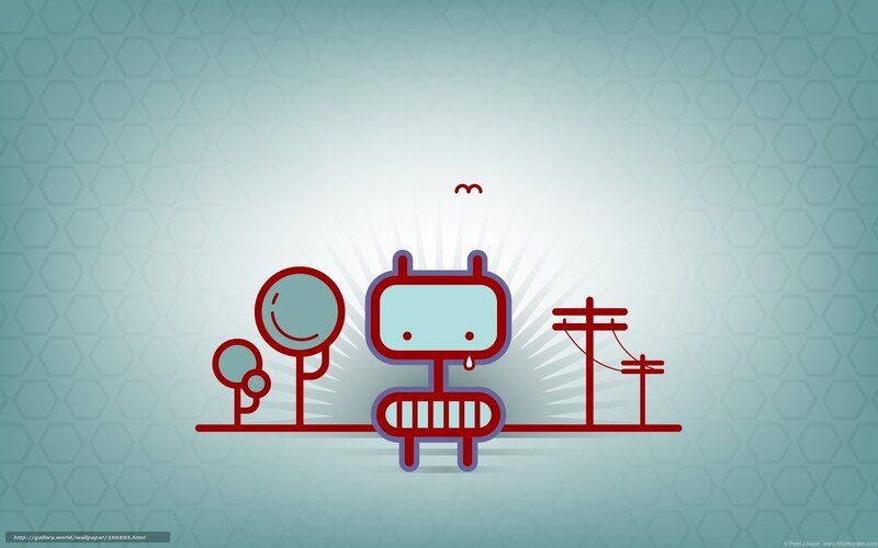 robot with trees and power lines