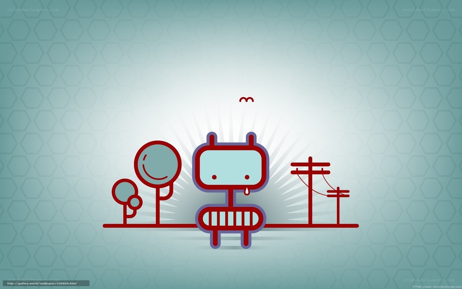 robot with trees and power lines