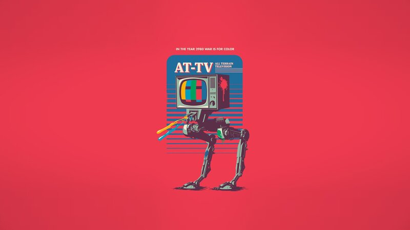 Robot with TV Head — Red