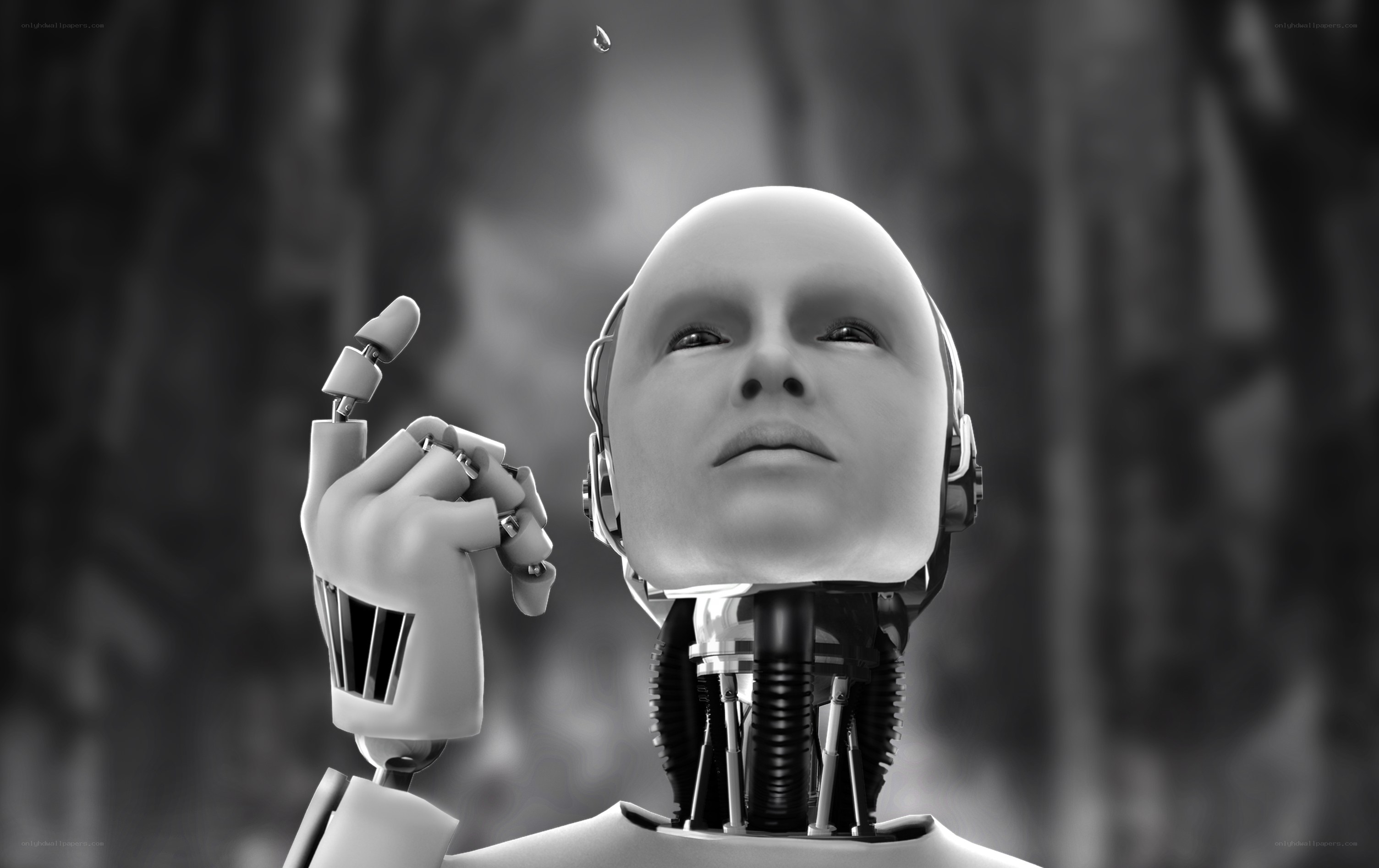 robot with water droplet