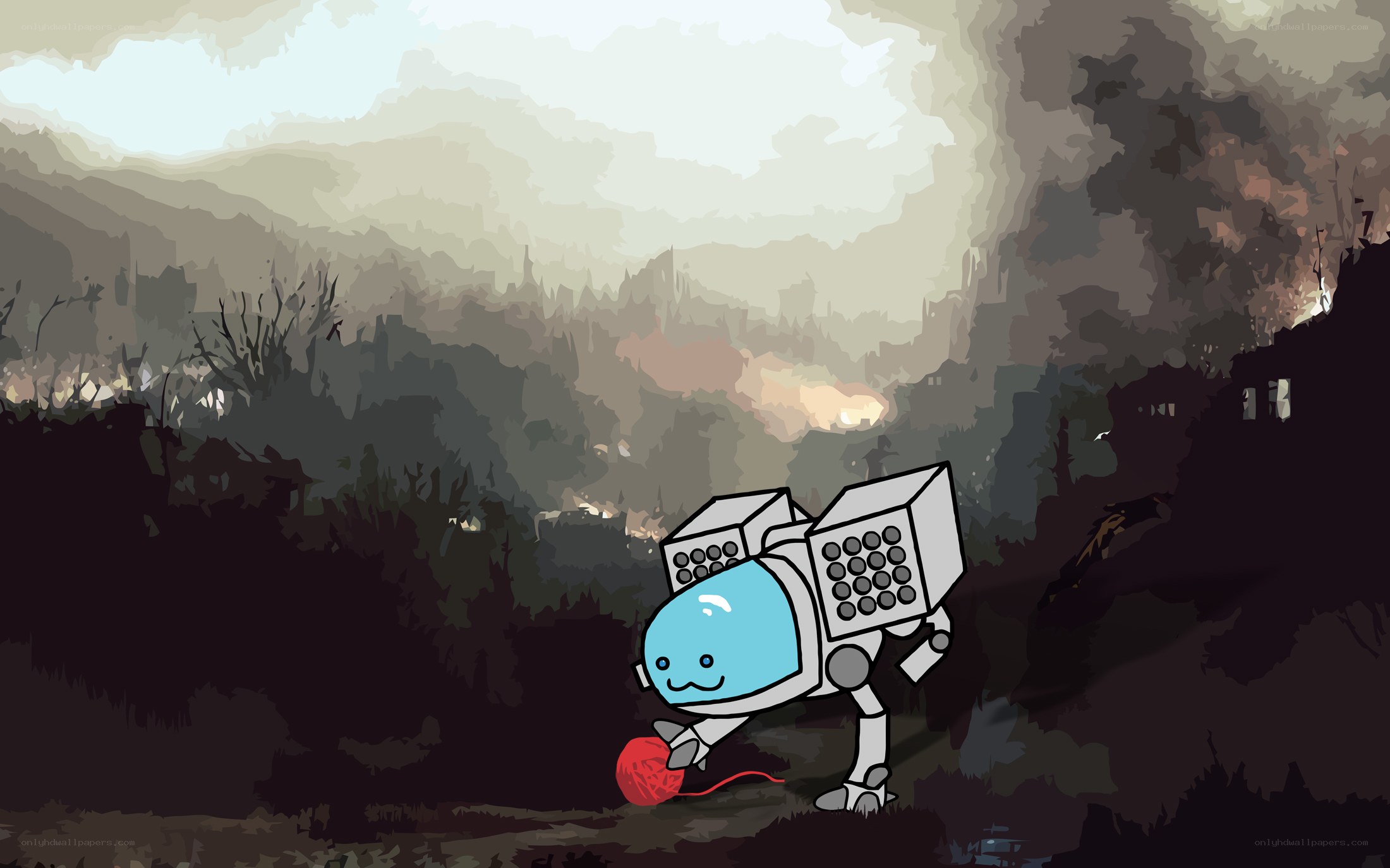 robot with yarn ball
