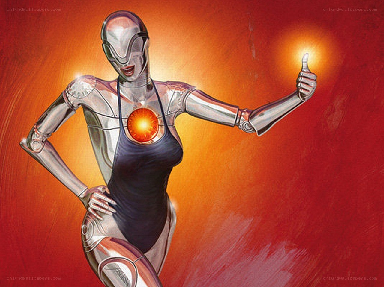 robot woman giving thumbs up