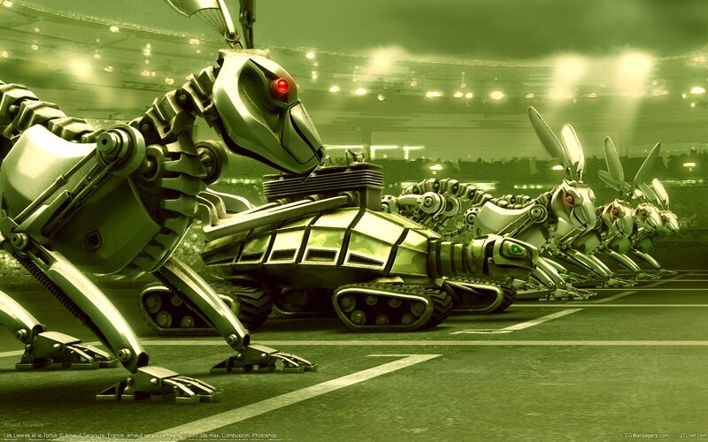 robotic animals at a race