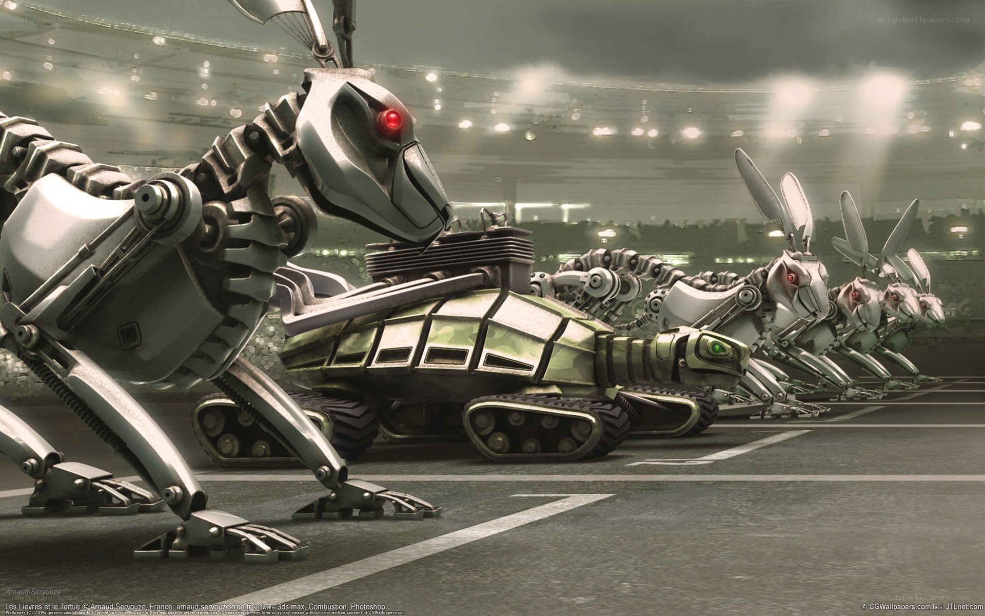 robotic animals in stadium