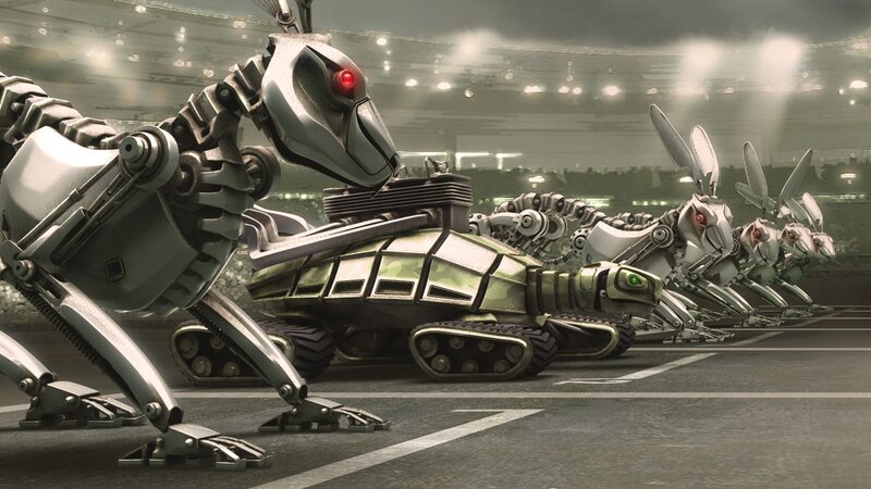 robotic animals in stadium