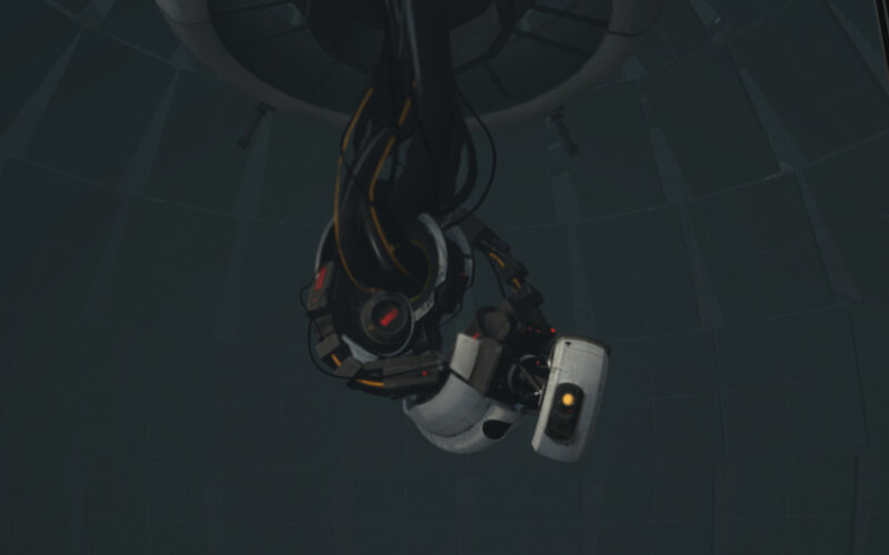 robotic arm in a dark chamber