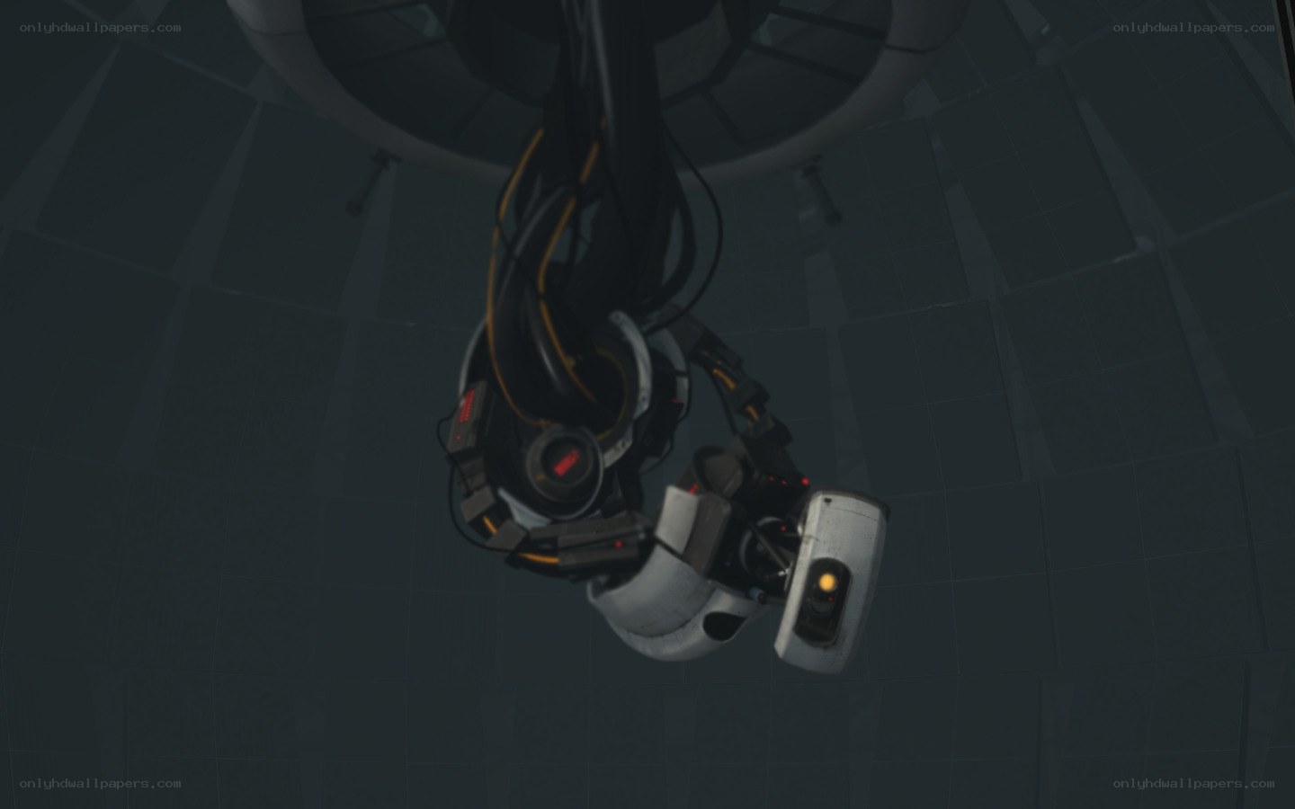 robotic arm in a dark chamber