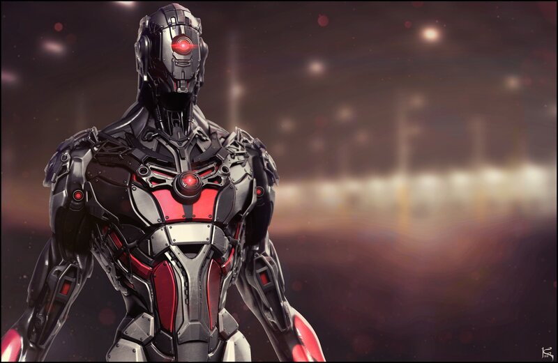 Robotic Armored Figure — Black, Dramatic
