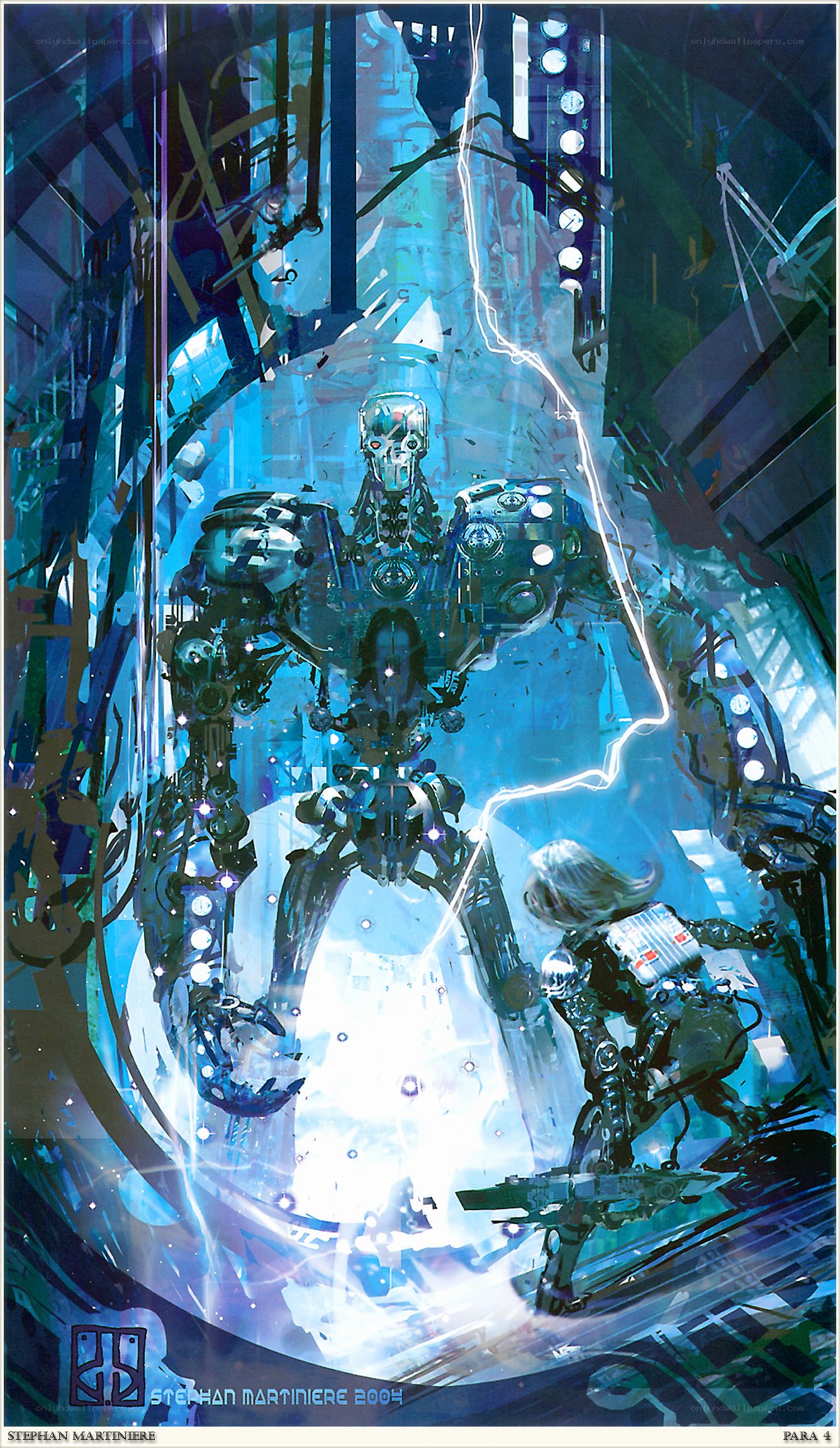 robotic battle in a futuristic lab