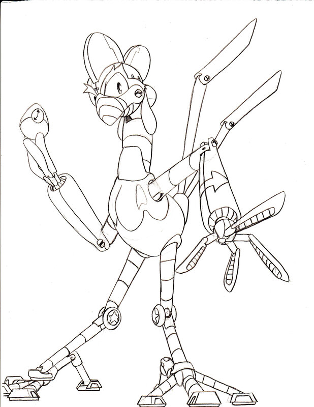robotic bird character design